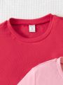 SHEIN Kids CHARMNG Tween Girl Heart Printed Short Sleeve T-Shirt