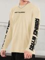 Manfinity Men'S Knitted Casual Letter Print Long Sleeve T-Shirt