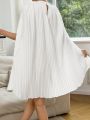 SHEIN Privé Mock Neck Cloak Sleeve Pleated Dress