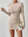 SHEIN Frenchy Long-Sleeved Dress With Ruffled Edges