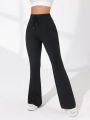 Daily&Casual High Elasticity Drawstring Waist Back Pocket Flare Sport Pants