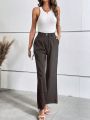 SHEIN Essnce Women's Solid Color Suit Pants