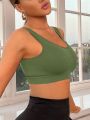 Yoga Basic Solid Ribbed Knit Sports Tank Top