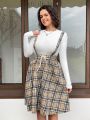 SHEIN Qutie Women'S Plus Size Plaid Design Dress With Fashion Sense