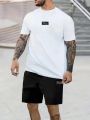SHEIN Extended Sizes 2pcs/set Men's Plus Size Letter Printed Short Sleeve T-shirt And Shorts
