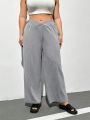 SHEIN Essnce Women'S Plus Size Casual Sports Long Pants, Spring/Summer