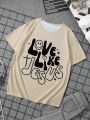 Boys' Funny Letter & Face Street Style Casual Printed T-Shirt