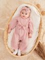 Baby Girls' Pink Jumpsuit In Textured Fabric