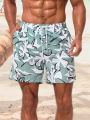 SHEIN Men'S Printed Beach Shorts With Drawstring Elastic Waist