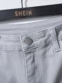 SHEIN Teen Boys' Casual Comfortable High Stretch Skinny Grey Jeans For Summer