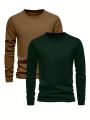 Manfinity Men'S Plus Size Solid Color Round Neck Casual T-Shirt