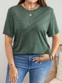 SHEIN LUNE Plus Size Round Neck T-Shirt With Button Details