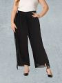 Plus Size Women'S Solid Color Elastic Waist Pants