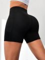 Yoga Basic Solid Color Sports Shorts With Pockets