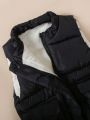 Young Girl 1pc Flap Pocket Zipper Vest Puffer Coat