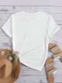 Teen Girls' Short Sleeve T-shirt With Slogan Print