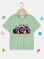 Boys' Casual Short-Sleeved Car Print Round Neck T-Shirt Suitable For Summer