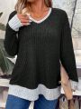 SHEIN LUNE Plus Size Women's Color Block Striped T-shirt