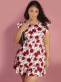 SHEIN CURVE+ Plus Size Printed Round Neck Dress