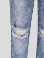 Young Girl Ripped Straight Leg Jeans