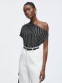 SHEIN BIZwear Ladies' Vertical Striped Off-Shoulder Top