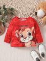 Baby Boys' Casual Cartoon Character & Letter Printed Long Sleeve Top