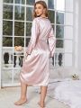 Solid Pink Piping Trim Robe