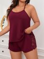 Plus Size Lace Trimmed Pajama Set