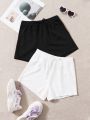 SHEIN Kids EVRYDAY Girls 2 Pack Knot Waist Shorts