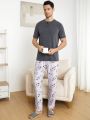 Men's Cartoon And Letter Print Homewear Bottoms