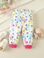 Baby Girls' Fall & Winter Trendy Tie-Dye Printed Bear Patterned Bottoms