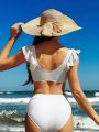 SHEIN Swim Basics Women'S Ruffled Bikini Swimsuit Set