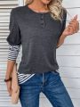 Women'S Round Neck Striped Long Sleeve T-Shirt