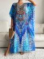 SHEIN Swim BohoFeel Women's Loose Fit Kimono Cover Up With All Over Print