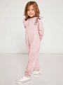 SHEIN Little Girls' Long Sleeve Casual Sweater Jumpsuit With Round Neck