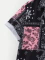 Teen Boy Paisley Floral Pattern Vintage Casual Short Sleeve Shirt And Shorts Set