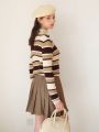 Striped Pattern Button Front Cardigan