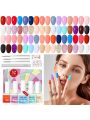 SAVILAND 42Pcs Gel Nail Polish Kit-32 Color Nail Polish Set with Bases & Top Gel Coat PH Bond Fall Red Purple Glitter Gel with Nail Brush & File Professional Manicure Kit DIY Nail Art Daily Gift