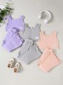 Toddler Girls' Simple Street Style Letter Patchwork Tank Top And Long Pants Set