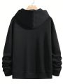 Men's Plus Size Hooded Teddy Bear Print Fleece Sweatshirt