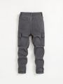 SHEIN Tween Boy Flap Pocket Cargo Jeans