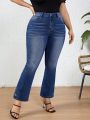 Plus Size Embroidered Detail Flare Jeans