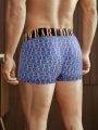 Men's Fashionable Printed Boxer Briefs With Woven Waistband