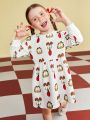 GARFIELD X SHEIN Young Girl Cartoon Pattern Printed Dress