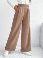 SHEIN Frenchy Botton Decor Suit Pants With Pockets