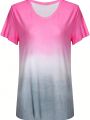 Plus Size Gradient Round Neck T-shirt