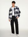 SHEIN Men Plaid Print Flap Pocket Jacket