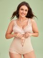 Plus Lace Trim Shapewear Teddy Bodysuit