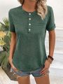 Women'S Henley Button-Down Short Sleeve T-Shirt