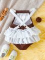 Cute And Fun Rugby Style Sleeveless Bodysuit For Baby Girls Spring And Summer